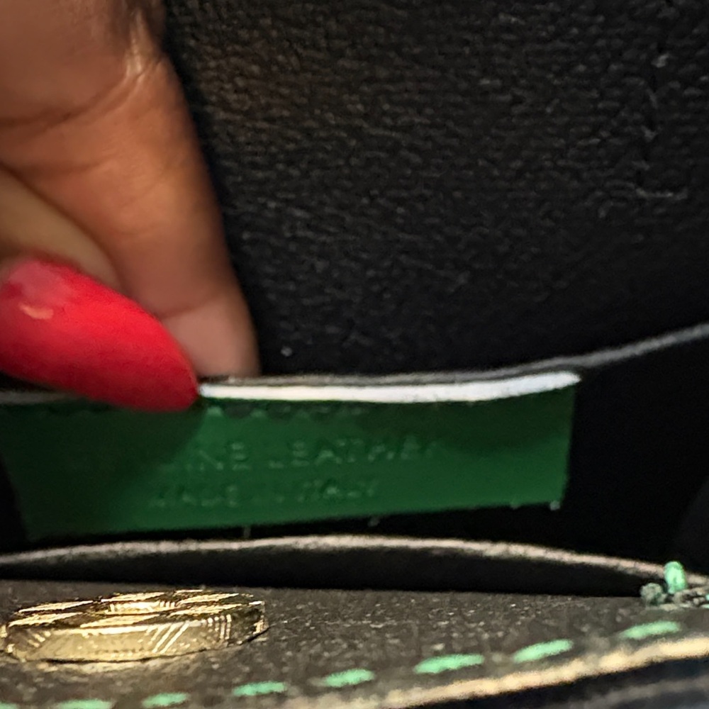 Green Leather Italian Mini Tote Crossbody Bag - Picture 3 of 4